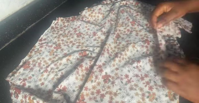 Join the front and back pieces at the shoulder seams, right sides facing. Pin and stitch.