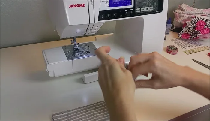 Turn the fabric tube right side out.