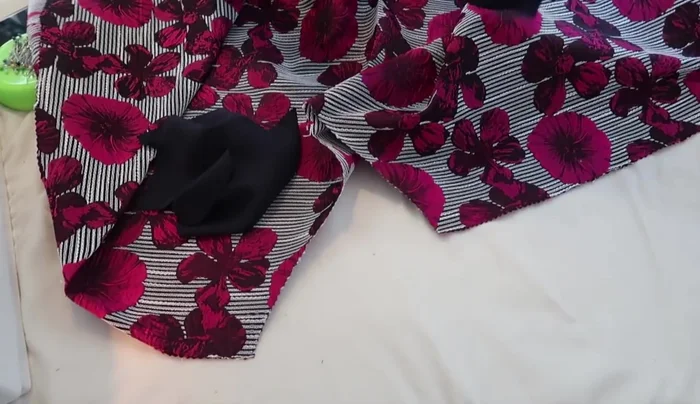 Attach skirt to bralette: Pin the top of the skirt to the bottom of the bralette, right sides facing, and sew all the way around.