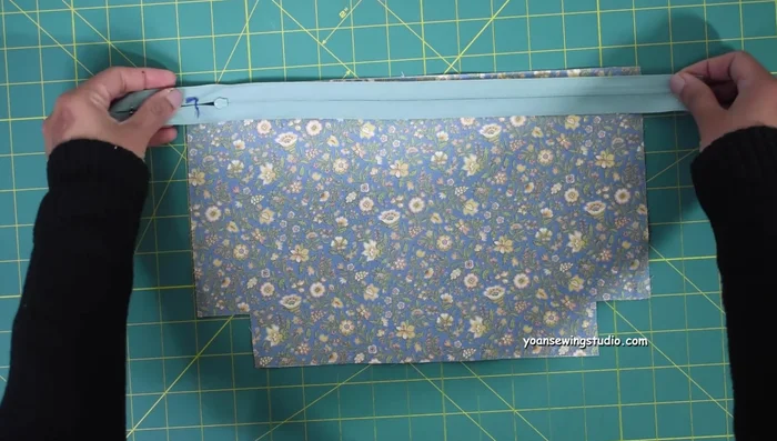 Prepare Panel 4. Cut notches. Install magnetic snap closure (2 inches down from top center).