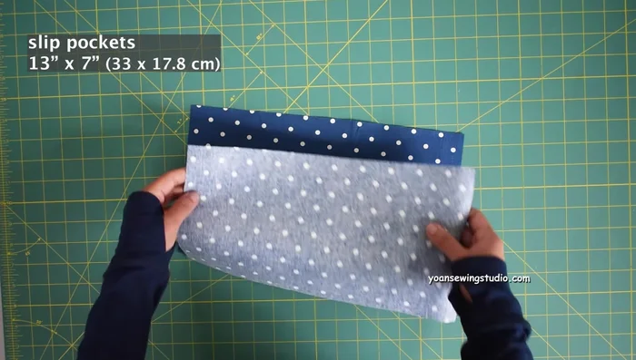 Prepare zipper panels. Fold and press (1/2 inch). Sew zipper to panels (1/8 inch seam allowance).