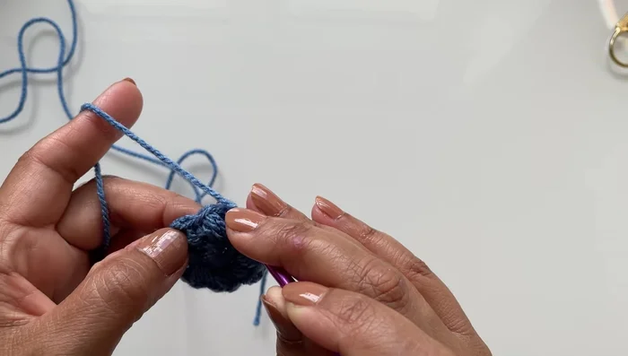 Slip stitch to close the round. Make two of these pieces.