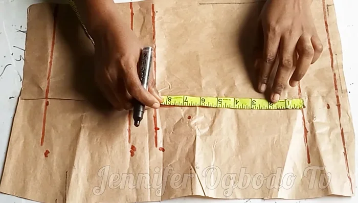 Connect these points to form the back pattern's basic shape. Use 3 inches for neck width and 1.25 inches for neck depth.