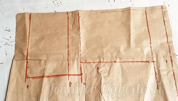 Connect these points to form the back pattern's basic shape. Use 3 inches for neck width and 1.25 inches for neck depth.