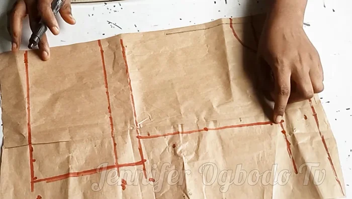 Extend the neckline by 1.5 inches, then curve inward by 0.5 inches for a narrower neckline.