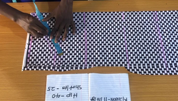 Mark 2-inch (or 1.5-inch) seam allowances at the sleeve side.