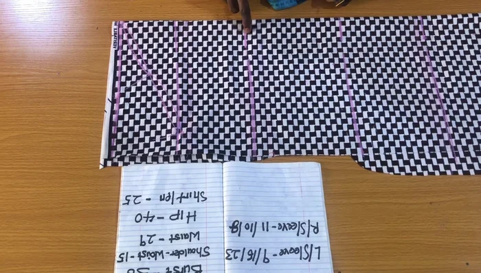 Mark 2-inch (or 1.5-inch) seam allowances at the sleeve side.