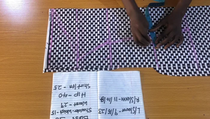 Mark 2-inch (or 1.5-inch) seam allowances at the sleeve side.