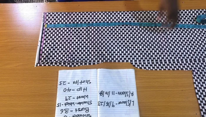 Measure and mark the armhole circumference (9 inches in this example) on the cap sleeve line.