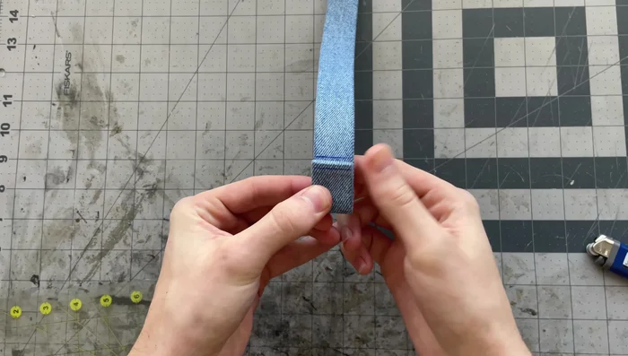 Mark sewing lines: On the right side, mark ⅛ inch from the edge on both sides. Mark the desired sew line and pinch point (example: sew line 2 ½ inches from the edge, pinch point ¾ inch above).