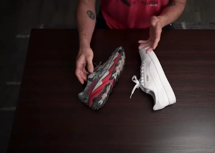 Pick the right shoe: Choose a smooth, flat, flexible, and lightweight shoe without deep grooves or wedges to ensure the adhesive sticks well.