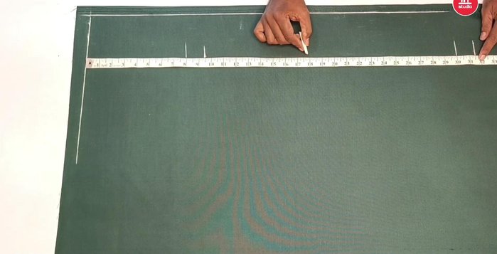 Mark the collar measurement (16.5 inches). Divide the neck measurement by 5 and add 1.25 inches.