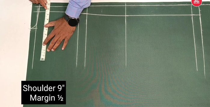 Mark the side chalk lines: 1.5 inches, 7.5 inches, and a 1-inch margin.