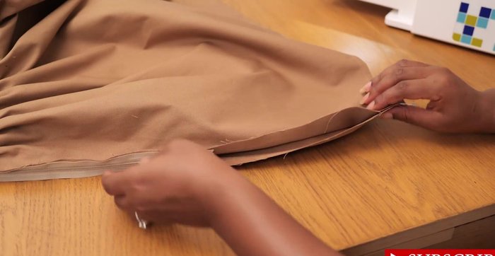 Close the bottom open edges of the back skirt pieces.