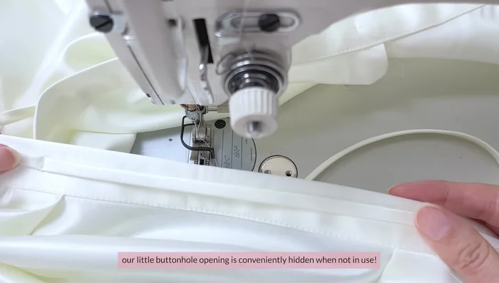 Create a baby hem by sewing, folding, and sewing again, close to the previous seams.