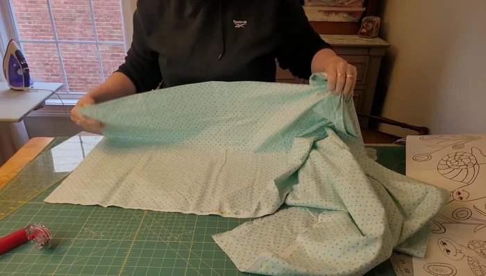 Cut 13 inches of fabric for the hoop.