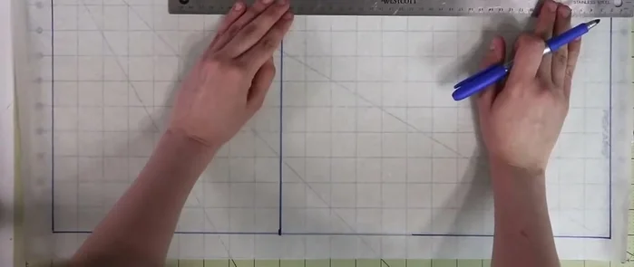 Draft the skirt pattern: Create a rectangle using the skirt length and 1/4 of the adjusted hip measurement. Shape the top edge (waistband) by curving it inward about 1-1.5 inches. Shape the bottom edge (hem) to create the A-line flare (1-3 inches outwards depending on desired flare).