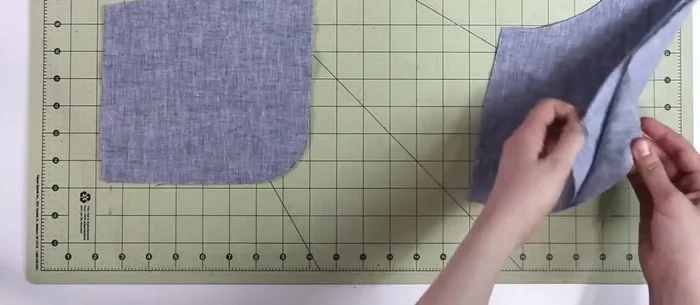 Assemble pockets: Create front and back pockets (templates provided for members, but easily self-made). Stitch, turn right side out, and press.
