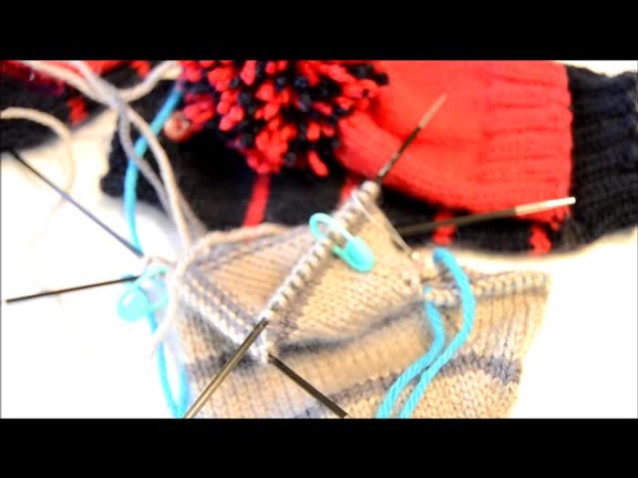 Prepare your stitches: Place markers to divide stitches into sections for the flap and the mitt body. You should have approximately 61 stitches in total before starting this step.