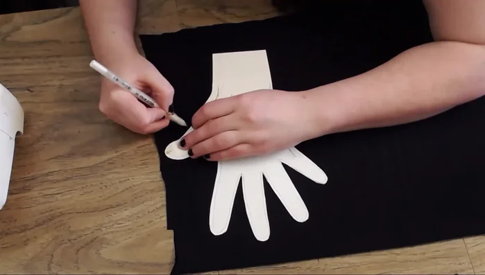 Sew along the traced line using your sewing machine. Pin fabric to prevent slipping.