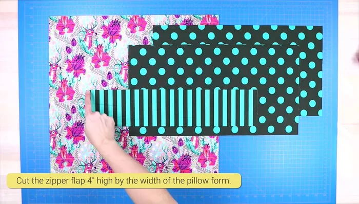 Cut another fabric piece (4 inches x width of pillow form).