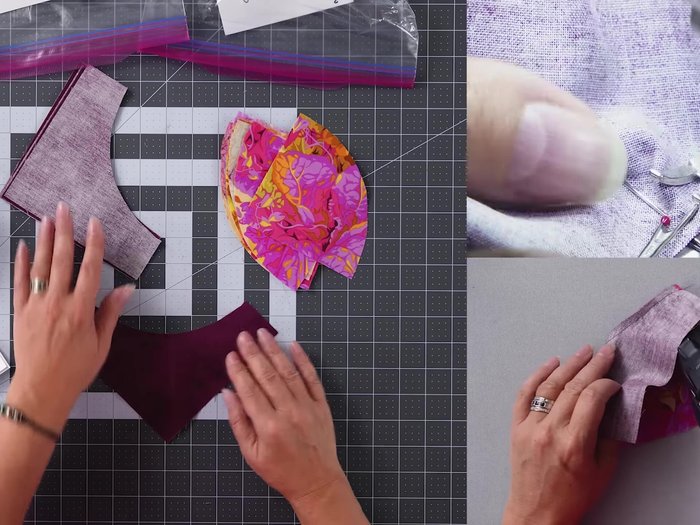 Assemble Unit B: Repeat the same pinning, sewing, and pressing method as Unit A, but with different fabric placement. Square up units.