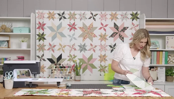 Sew the rows of the large star block together.