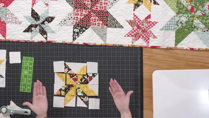 Sew the rows of the small star blocks together.