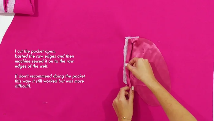 Press the pocket facing and top stitch.