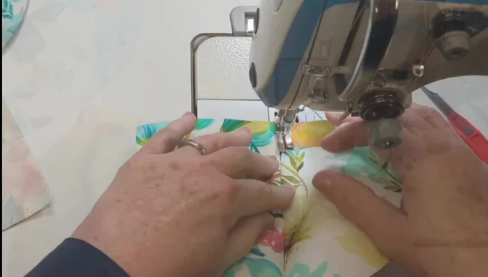 Sew two three-piece panels together.