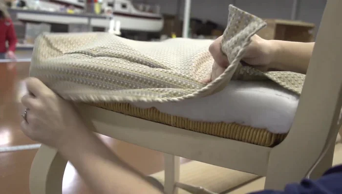 Sew on velcro strips for closure. Cut extra piping/fringe with a hot knife.