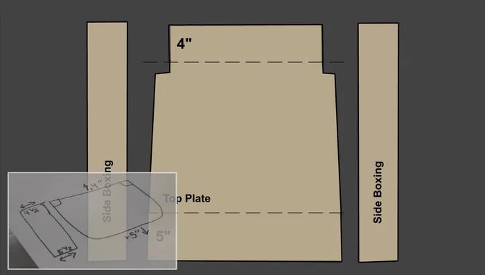 Cut the top fabric piece according to measurements, extending it for back and front.