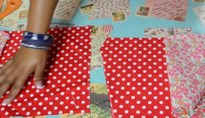 Press the cut fabric pieces to remove wrinkles.