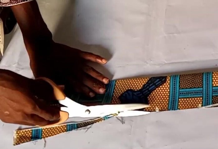 Cut out the shaped fabric piece.