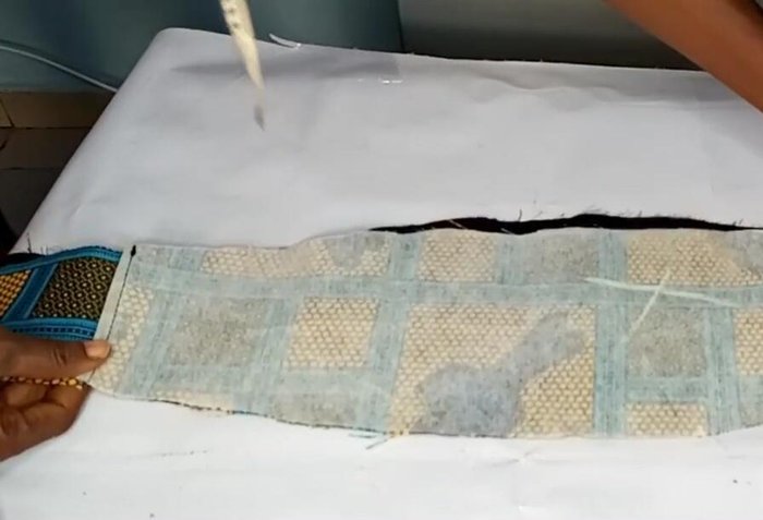 Turn the belt right side out through the opening.