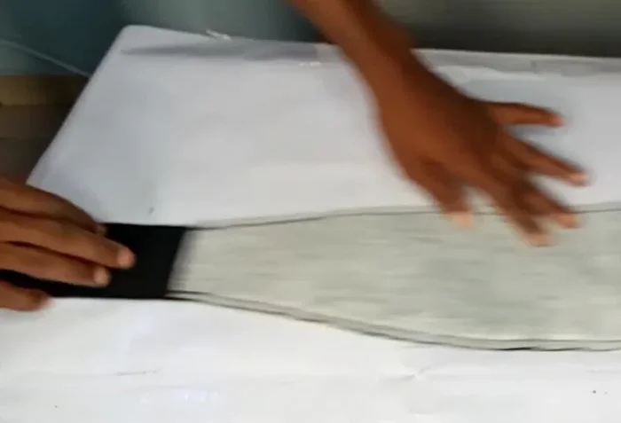 Turn the belt right side out through the opening.