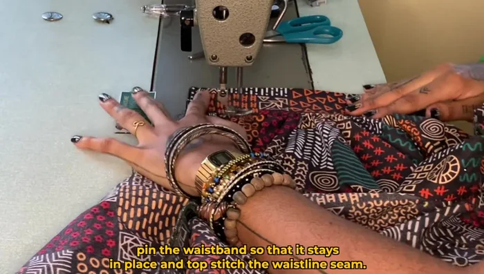 Top stitch the waistline seam for added stability.