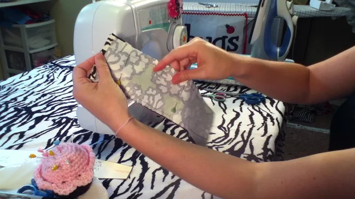 Sew along the traced lines, using a straight stitch and backstitching at the beginning and end.