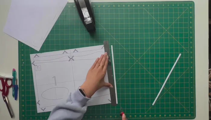 Cut out the sewing pattern, overlapping pages to create a continuous pattern.