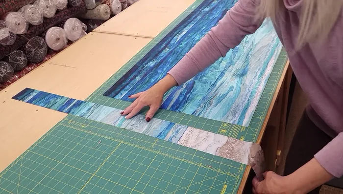 Mark the edges of the strips with chalk pencil for seam allowance (1/4" or less).