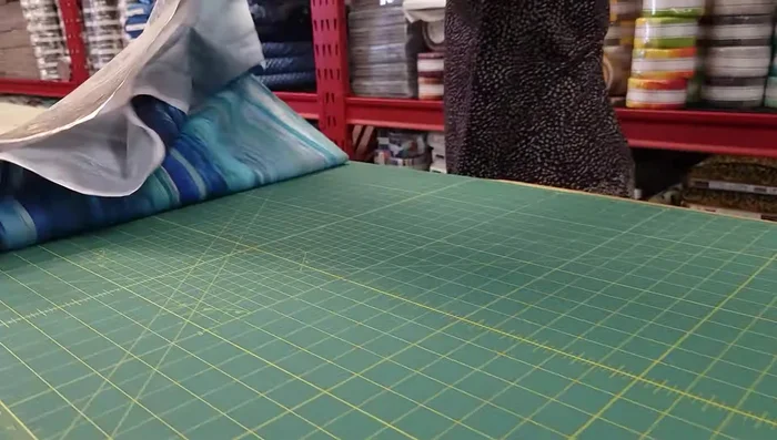 Cut the fabric into strips according to the pattern (3", 2.5", 2", 1.5", 2", repeating).