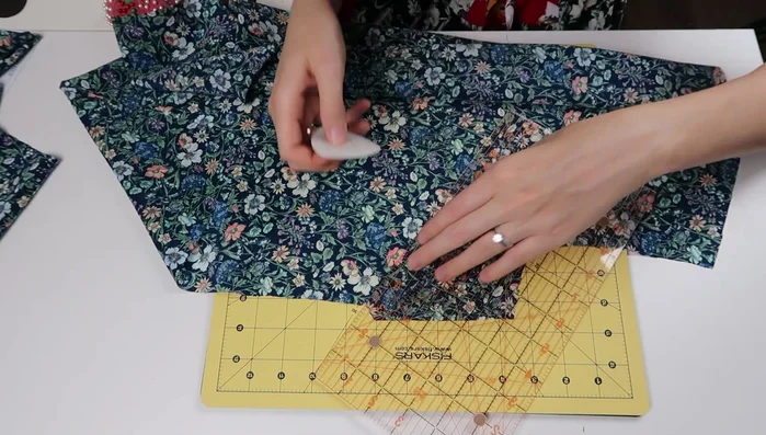 Pin and stitch shoulder seams, pressing seam open.