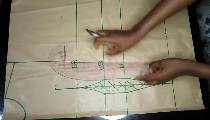 Create the yoke: Determine the yoke height (1 1/2 inches) and connect lines to complete the yoke.