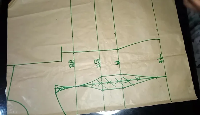 Connect chest line to bust point and waist using a stretch ruler for side seam.