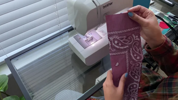 Sew a straight line down the center of each strap, leaving ends open.