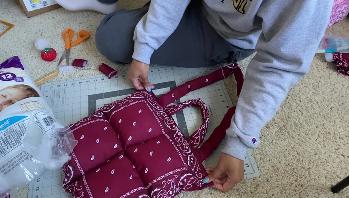 Sew across the top to close the bag.