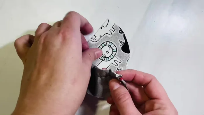 Sew around toe: Sew all the way across the top, enclosing the heel and toe pieces (1/4 inch seam allowance).