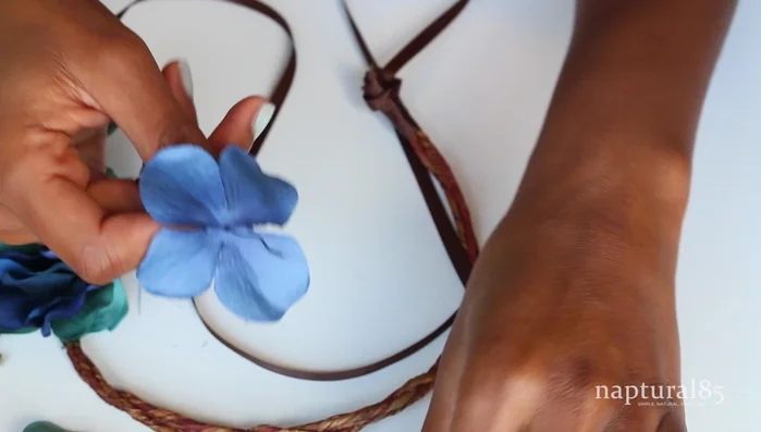 Attach the wire bunches to the headband, securing them with twists.