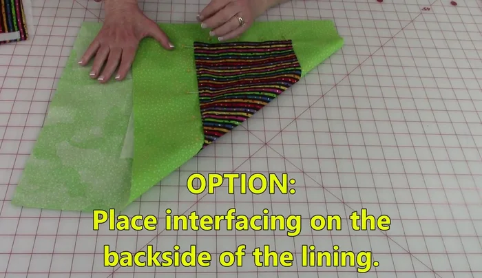 Optional: For added strength, especially with heavy items, place interfacing over the pocket before stitching.