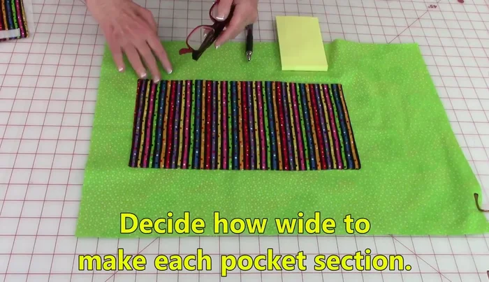Optional: Divide the pocket into sections by adding stitching lines as needed to create compartments for different items.